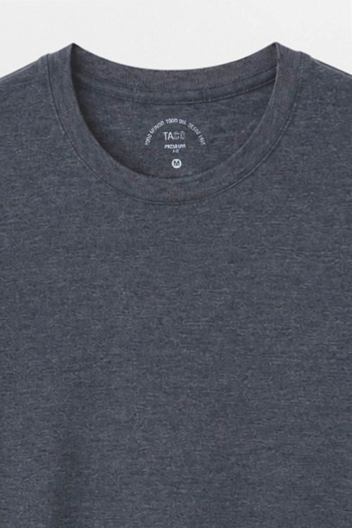 T-Shirt Básica Premium Fit Sem Costura Lateral Azul Escuro