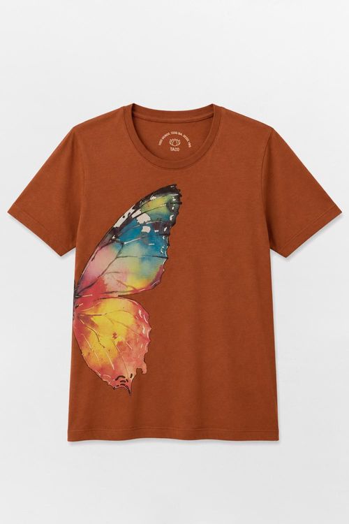 Blusa Estampada Borboleta Marrom