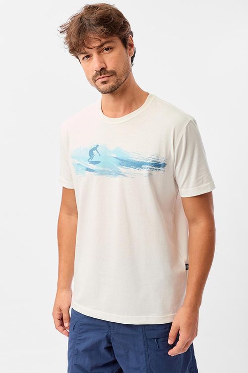 T-Shirt Estampada Mescla Wave Surfer Off White