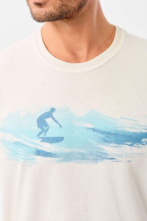 T-Shirt Estampada Mescla Wave Surfer Off White