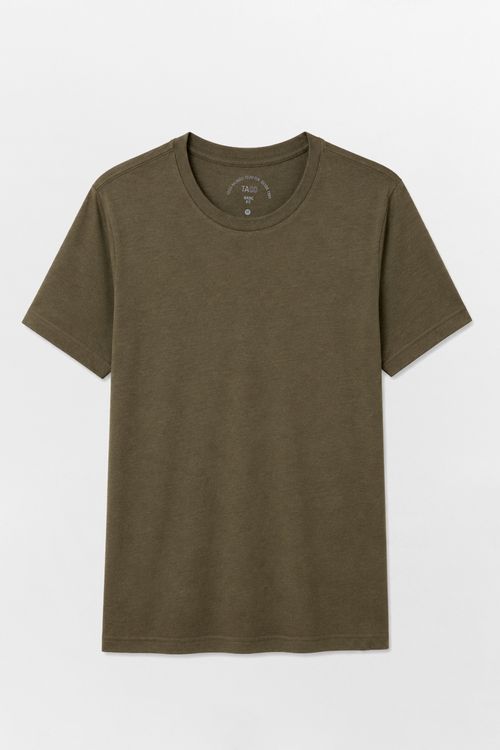 T-Shirt Básica Fit Mescla Verde Musgo