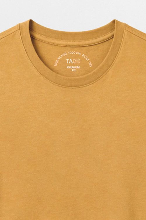 T-Shirt Básica Fit Mescla Mostarda