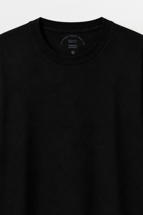 T-Shirt Básica Premium Oversized Sem Costura Preta