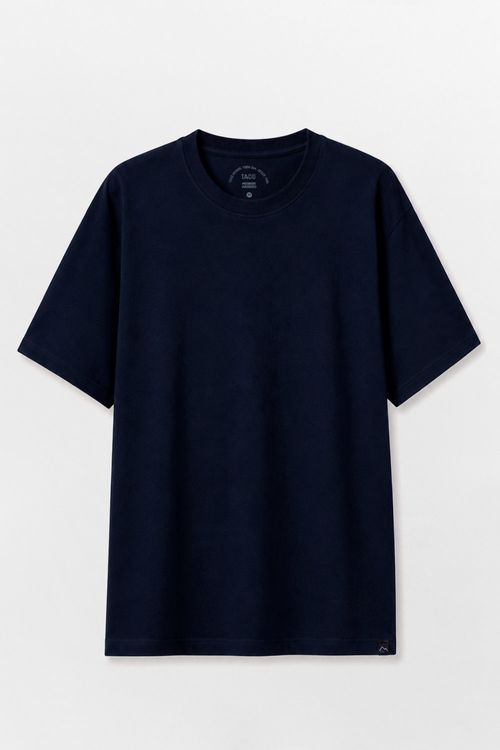 T-Shirt Básica Premium Oversized Sem Costura Azul Escuro
