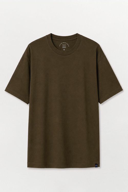 T-Shirt Básica Premium Oversized Sem Costura Verde Musgo