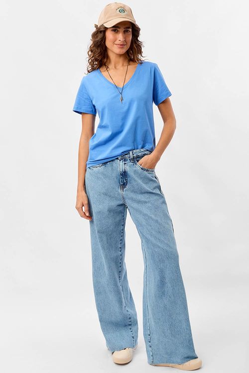 Blusa Básica Fio Penteado Azul