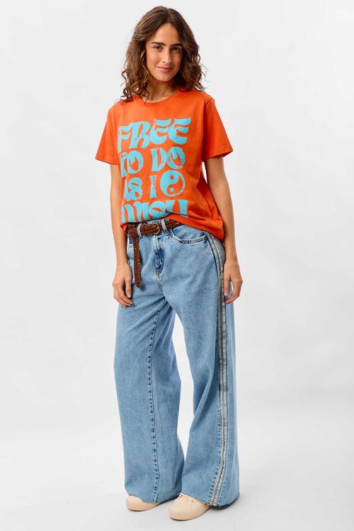 Blusa Estampada Free To Do As i Wish Laranja
