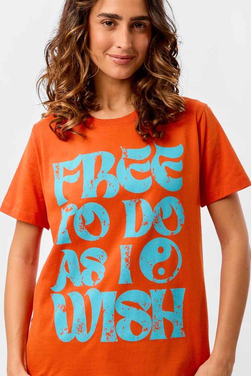 Blusa Estampada Free To Do As i Wish Laranja