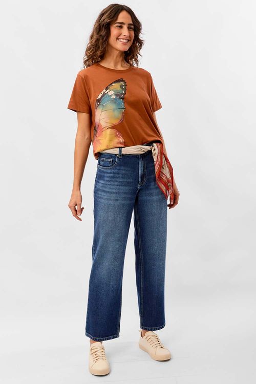 Blusa Estampada Borboleta Marrom