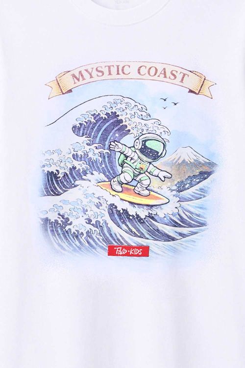 T-Shirt Infantil Estampada Coast Branca