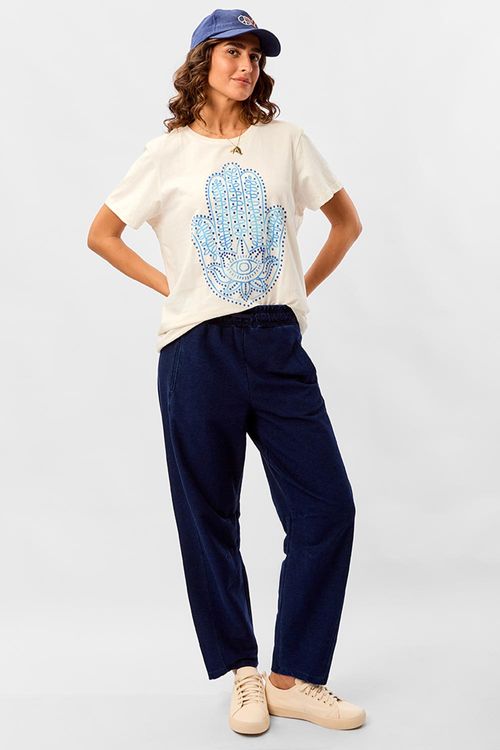 Blusa Estampada Mão De Fátima Off White