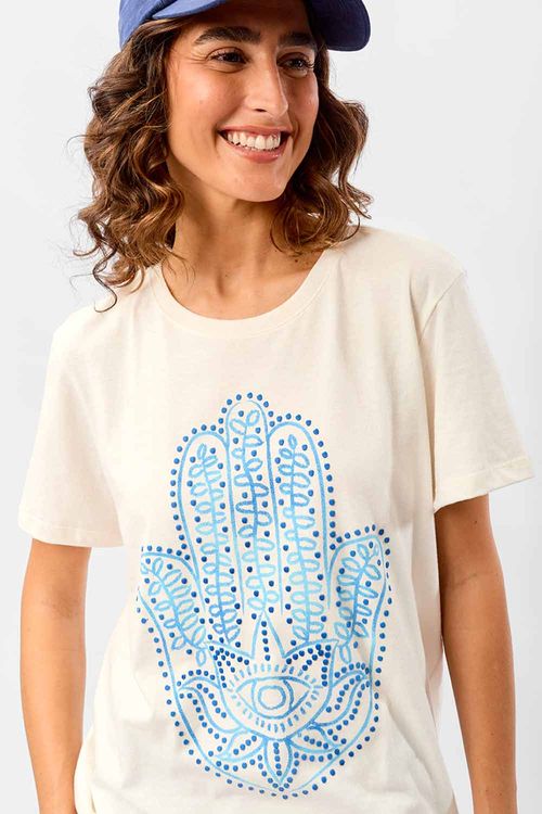 Blusa Estampada Mão De Fátima Off White