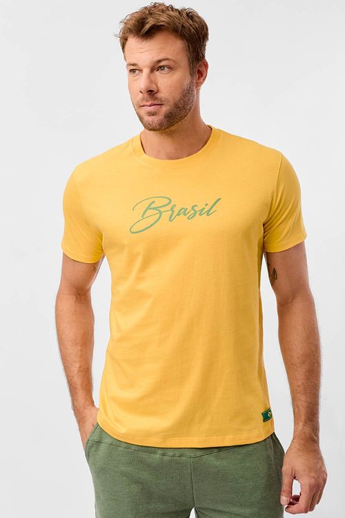 T-Shirt Estampada Brasil Copa Amarela