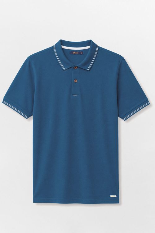 Polo Básica Comfort Piquet Azul Jeans