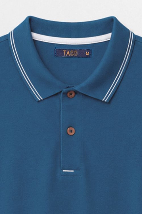 Polo Básica Comfort Piquet Azul Jeans