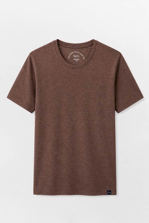 T-Shirt Básica Premium Fit Sem Costura Lateral Cafe
