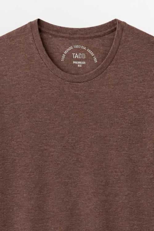 T-Shirt Básica Premium Fit Sem Costura Lateral Cafe