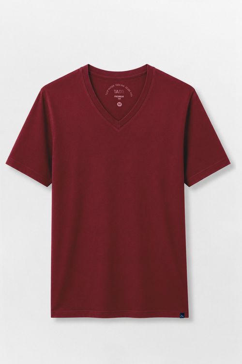 T-Shirt Básica Premium Fit Sem Costura Lateral Vinho