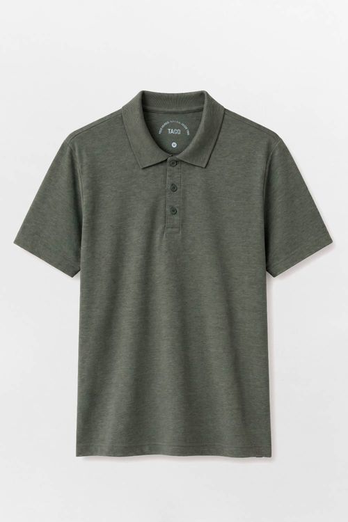 Polo Básica Fit Mescla Verde Escura
