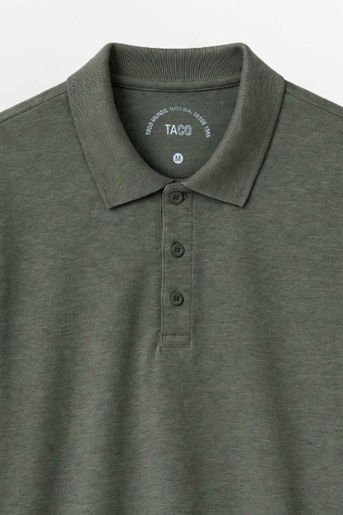 Polo Básica Fit Mescla Verde Escura