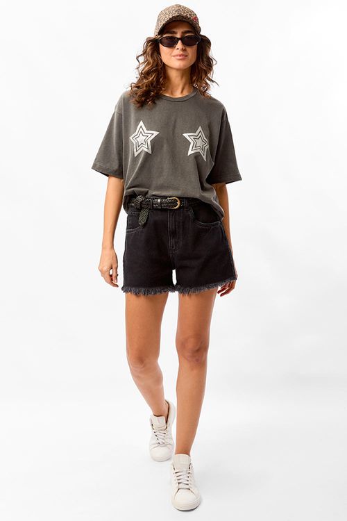 Short Color Barra Desfiada Preto