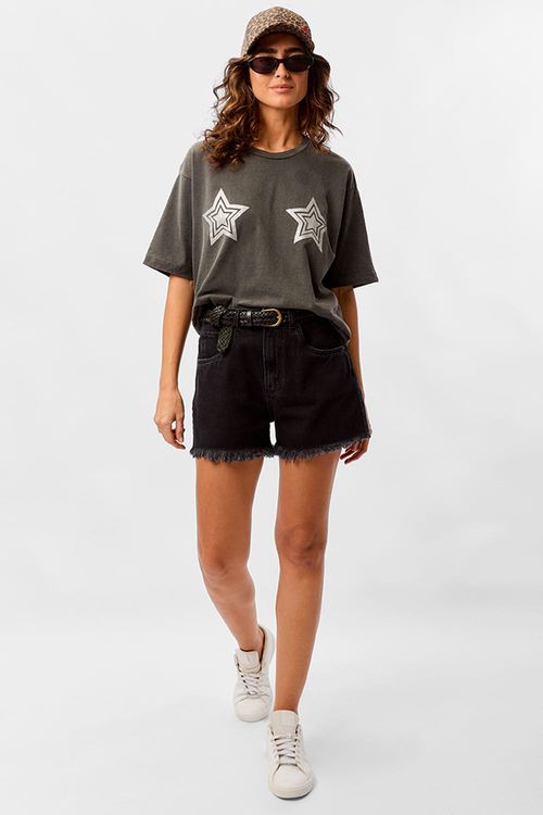 Short Color Barra Desfiada Preto