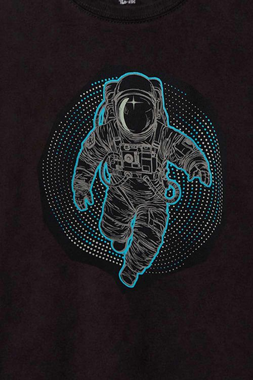 T-Shirt Infantil Estampada Spaceman Preta