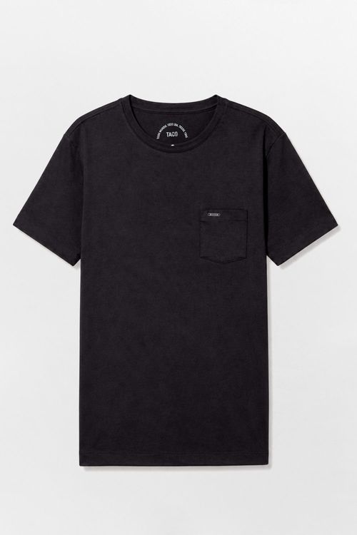 T-Shirt Suedine Flex Com Bolso Preta