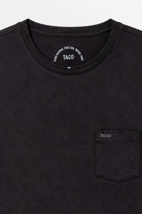 T-Shirt Suedine Flex Com Bolso Preta