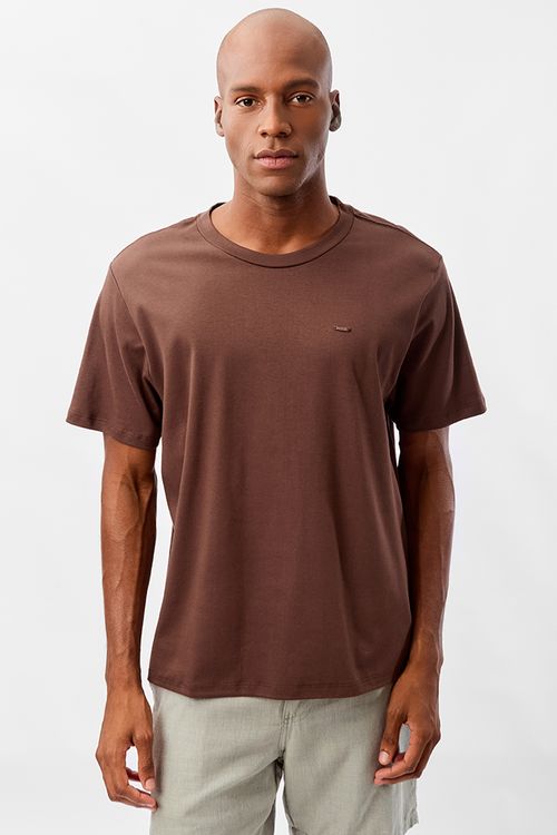 T-Shirt Básica Suedine Supima Marrom