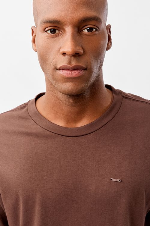 T-Shirt Básica Suedine Supima Marrom