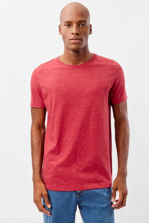 T-Shirt Básica Premium Fit Sem Costura Lateral Vermelho Escuro