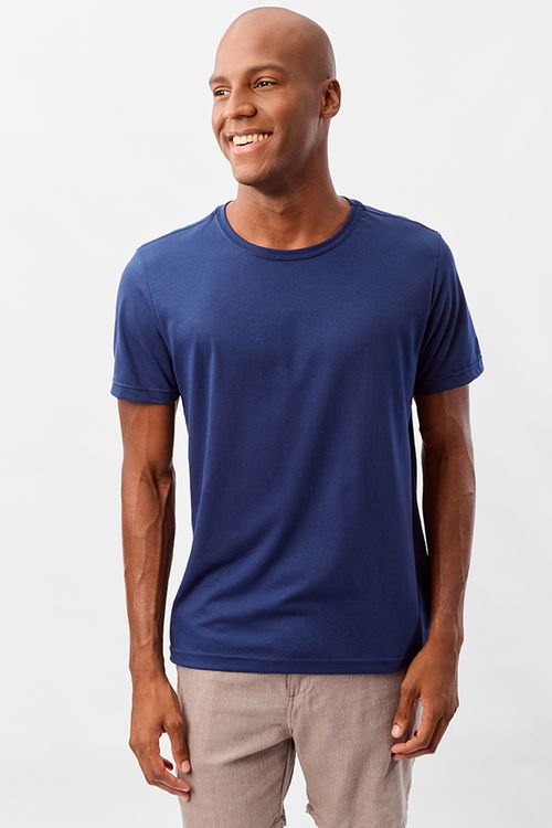 T-Shirt Básica Fit Mescla Azul Marinho
