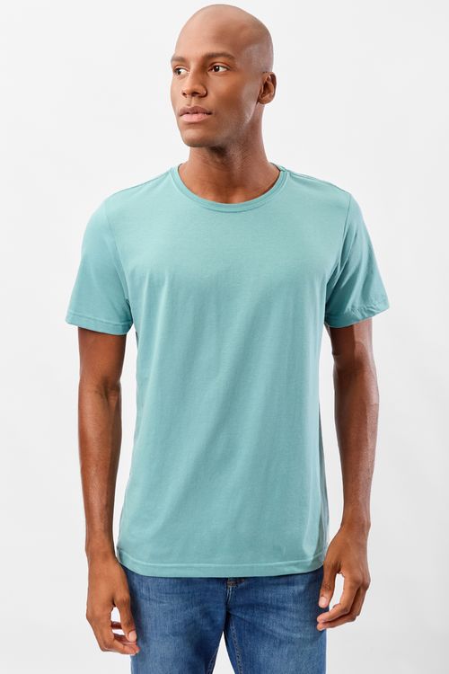T-Shirt Básica Fit Mescla Azul Clara