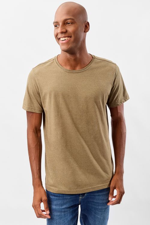 T-Shirt Básica Fit Mescla Verde Musgo