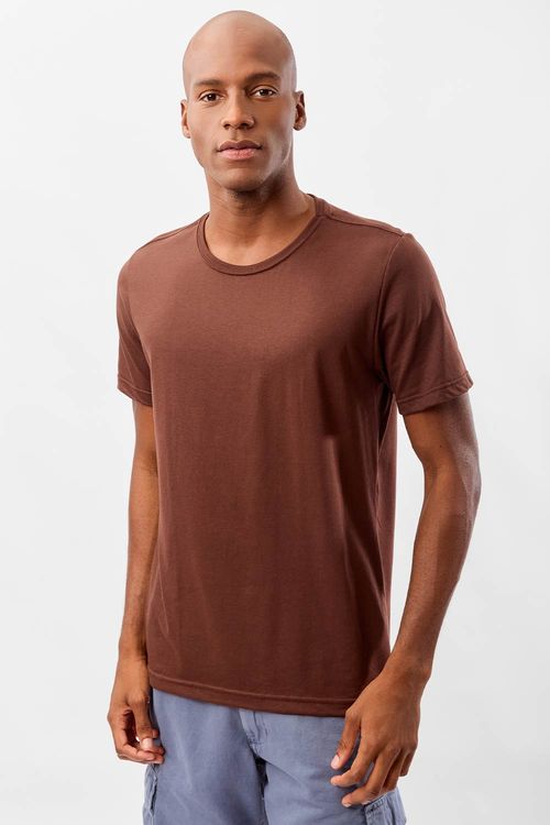 T-Shirt Básica Fit Mescla Marrom