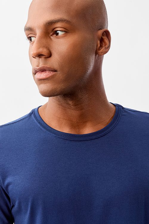 T-Shirt Básica Fit Mescla Azul Marinho