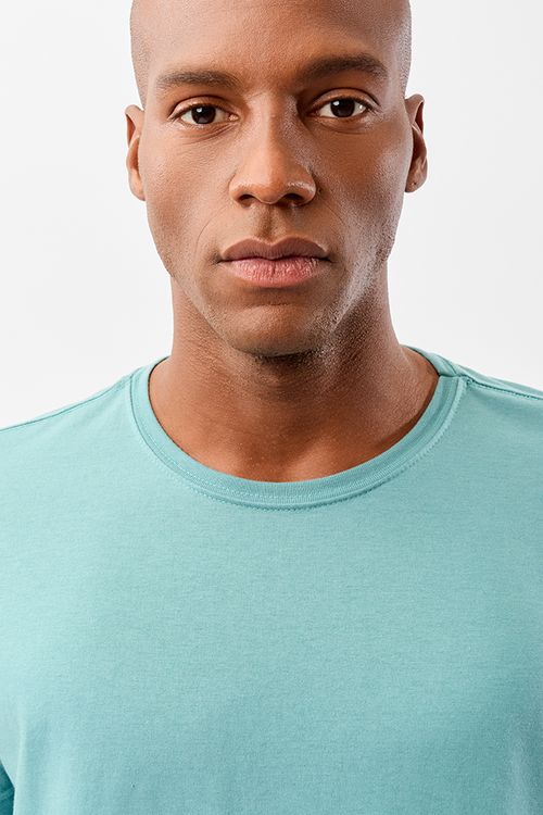 T-Shirt Básica Fit Mescla Azul Clara