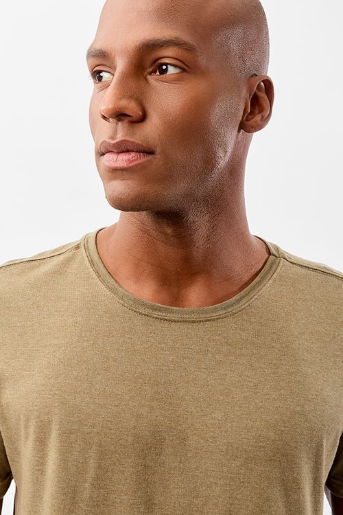 T-Shirt Básica Fit Mescla Verde Musgo