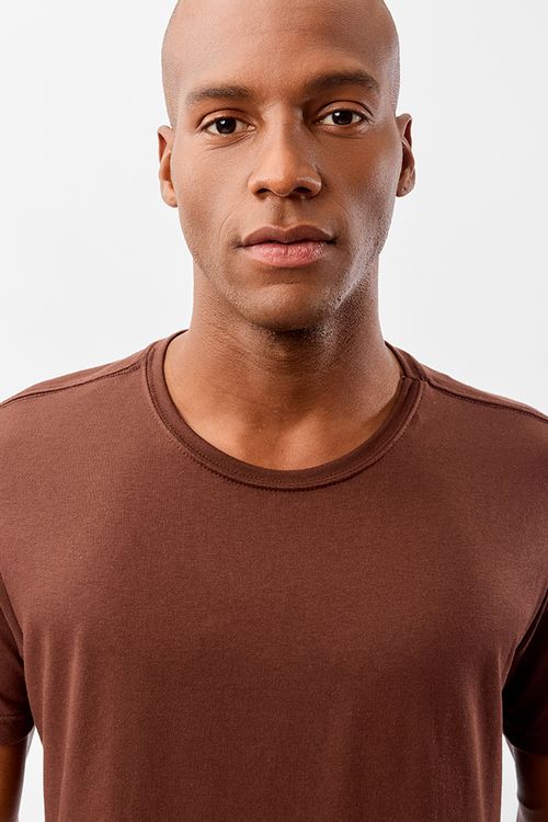 T-Shirt Básica Fit Mescla Marrom