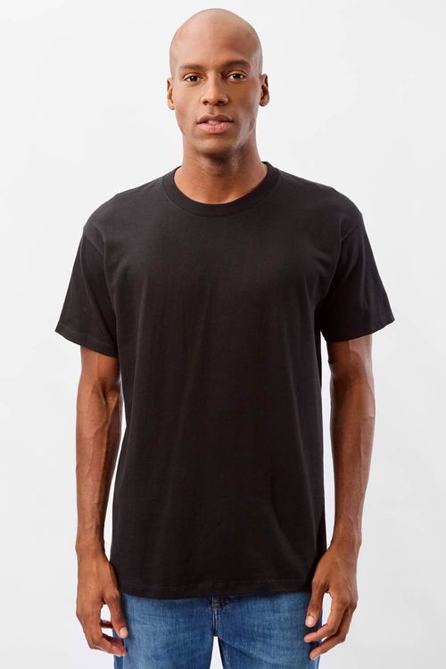 T-Shirt Básica Premium Oversized Sem Costura Preta