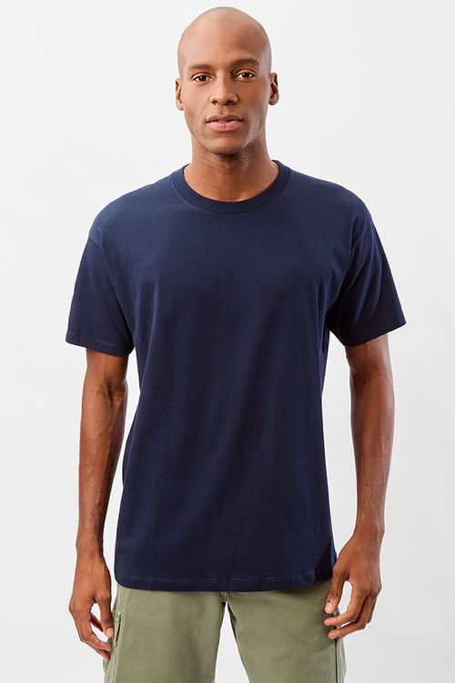 T-Shirt Básica Premium Oversized Sem Costura Azul Escuro