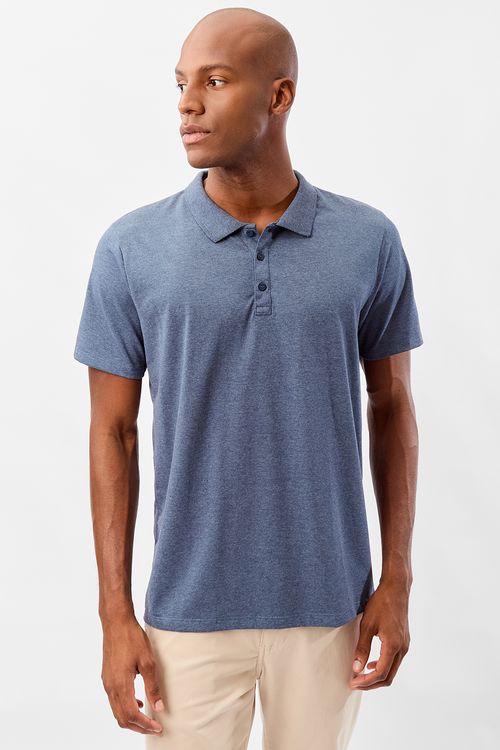 Polo Básica Fit Mescla Azul Marinho