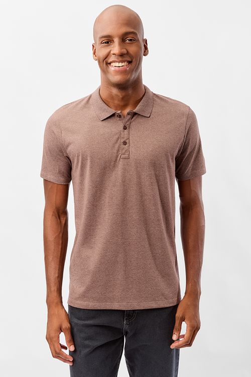 Polo Básica Fit Mescla Marrom