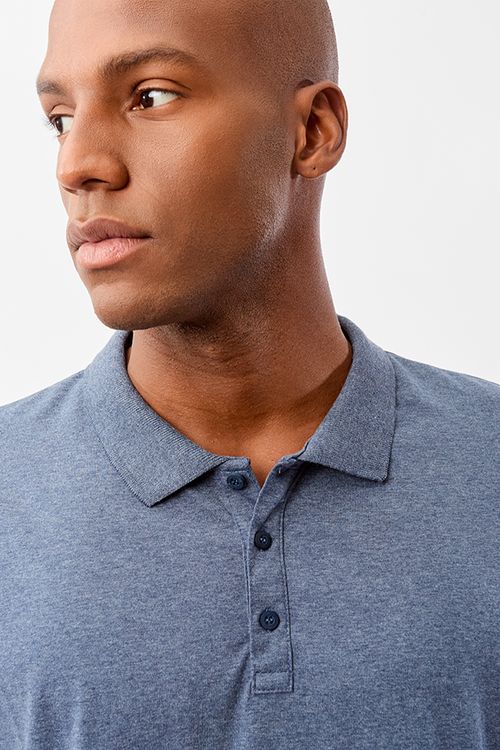 Polo Básica Fit Mescla Azul Marinho
