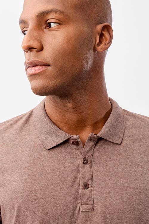 Polo Básica Fit Mescla Marrom