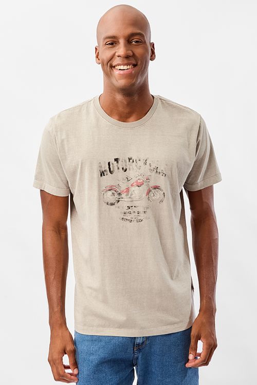 T-Shirt Estampada Stone Road Rider Cinza