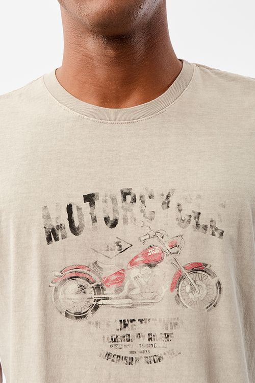 T-Shirt Estampada Stone Road Rider Cinza