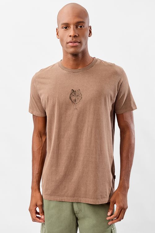 T-Shirt Estampada Stone Wild Balace Marrom