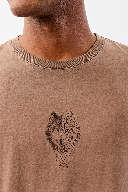 T-Shirt Estampada Stone Wild Balace Marrom